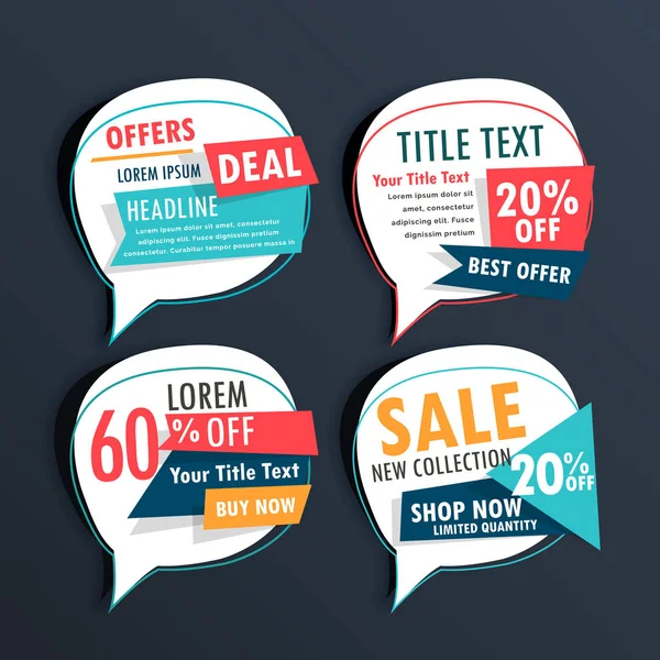 Pack of sale stickers in speech bubble style — Stock Vector