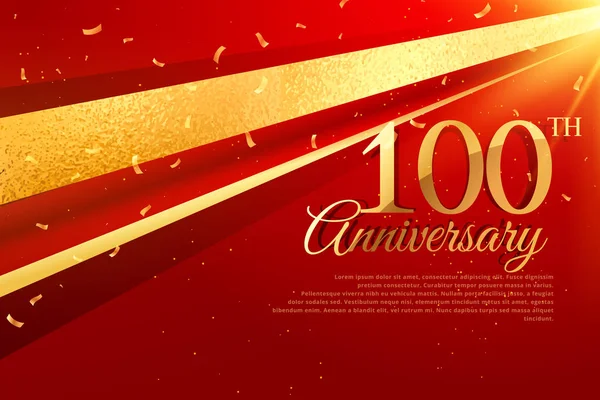 Plantilla de tarjeta de celebración del 100º aniversario — Archivo Imágenes Vectoriales