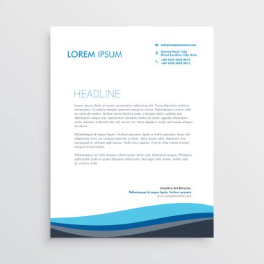 iş Antetli Kağıt tasarımı mavi dalga ile