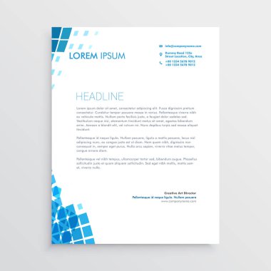 Mavi mozaik soyut Antetli Kağıt tasarımı