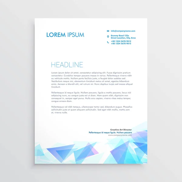 Letterhead design avec des formes abstraites triangle bleu — Image vectorielle