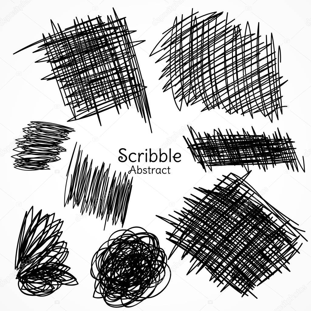 ink lines of pen in scribble style hand drawn set collection