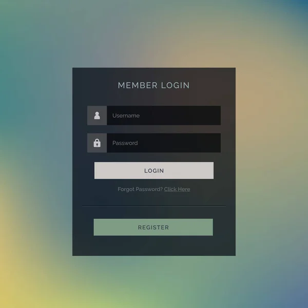 Dunkles Thema Mitglied Login-Formular ui design — Stockvektor