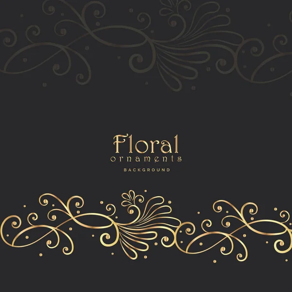 Stylish golden floral on dark background — Stock Vector