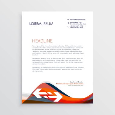 Kırmızı ve mavi dalgalar ile Modern Antetli Kağıdı tasarım şablonu