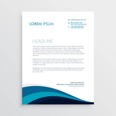 mavi dalgalı şekiller ile şık Antetli Kağıt tasarımı