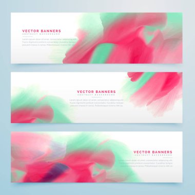 Üç suluboya soyut afiş kümesi