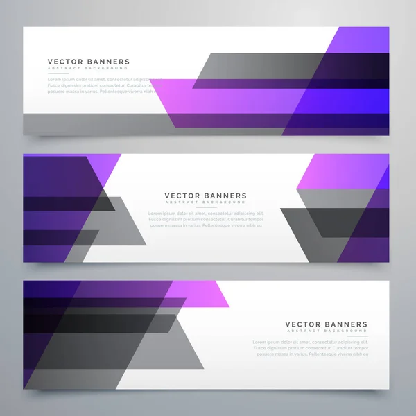 purple and gray geometric shapes buisness banners set