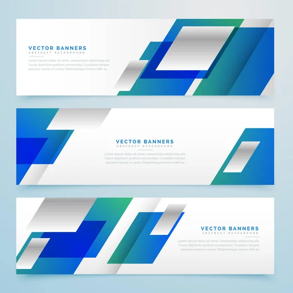 Üzleti stílusú geometrikus bannerek és a fejlécek, kék színű — Stock Vector