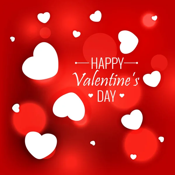Elegante fondo rojo con corazones blancos para el día de San Valentín — Vector de stock