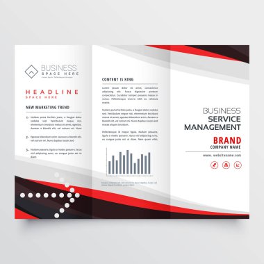 red and black trifold brochure design for your business clipart