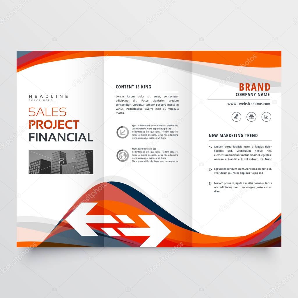 trifold brochure design with attractive abstract wavy shape