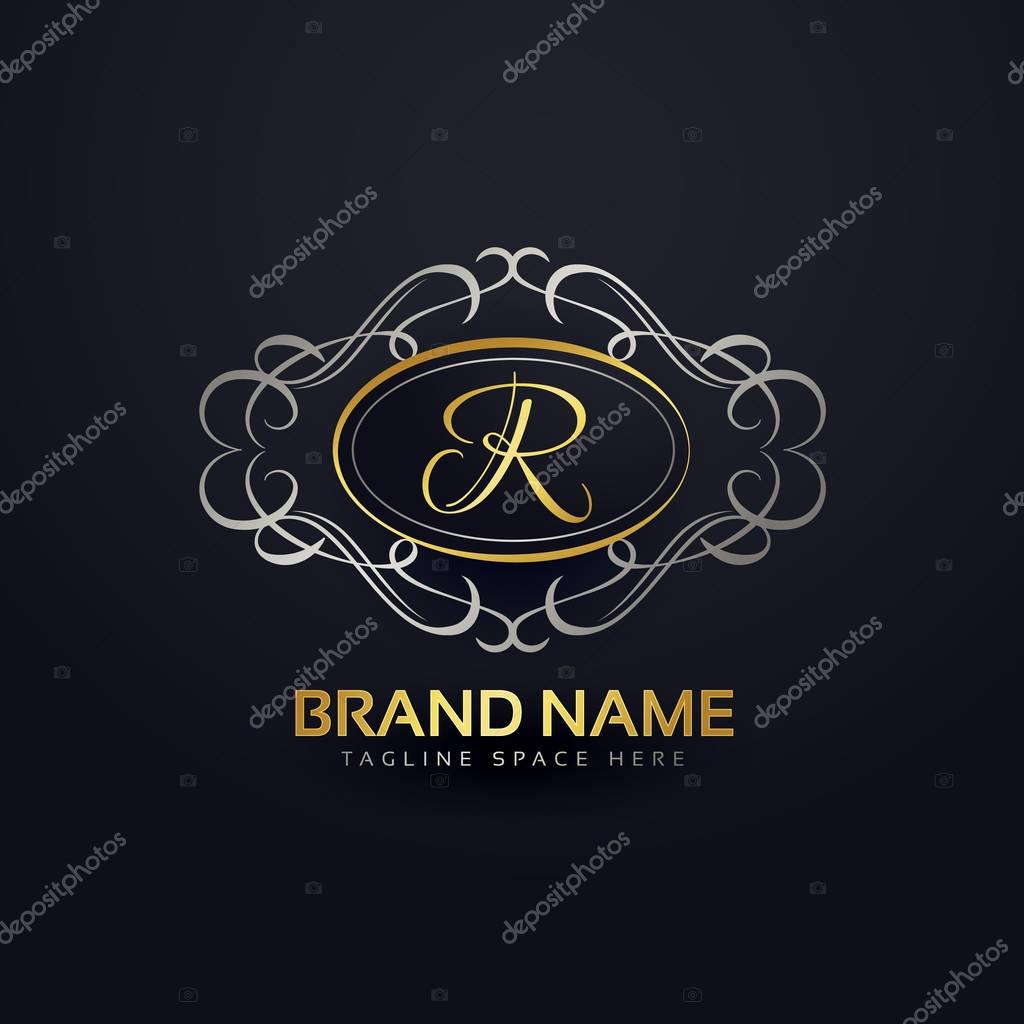 Elegant letter R logo design in floral monogram style