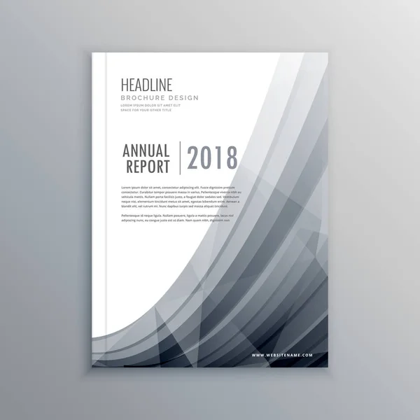 Modelo de design de brochura de relatório anual de negócios com onda cinza — Vetor de Stock