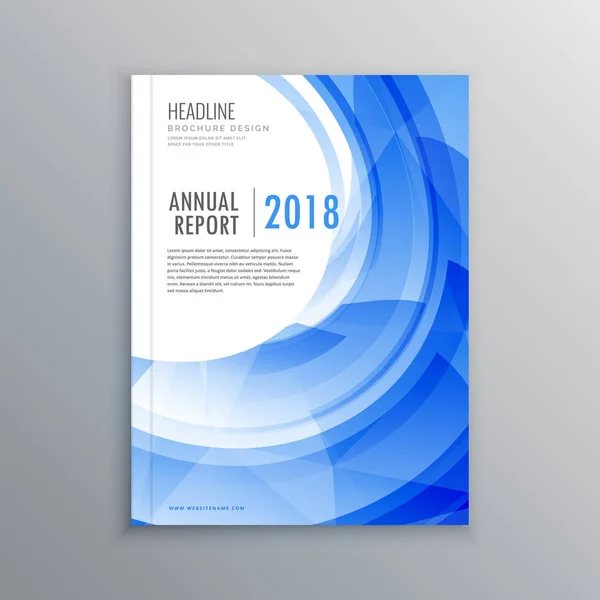 Mavi dalga etkisi ile şaşırtıcı broşür el ilanı tasarım şablonu — Stok Vektör