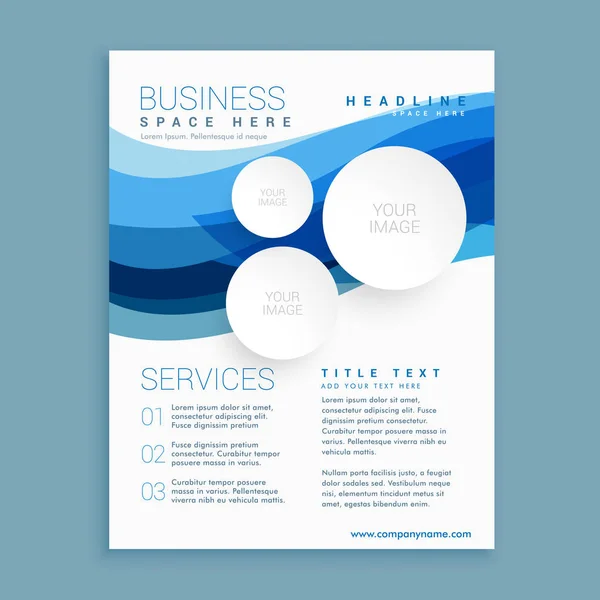 elegant blue wave business brochure flyer design template in A4