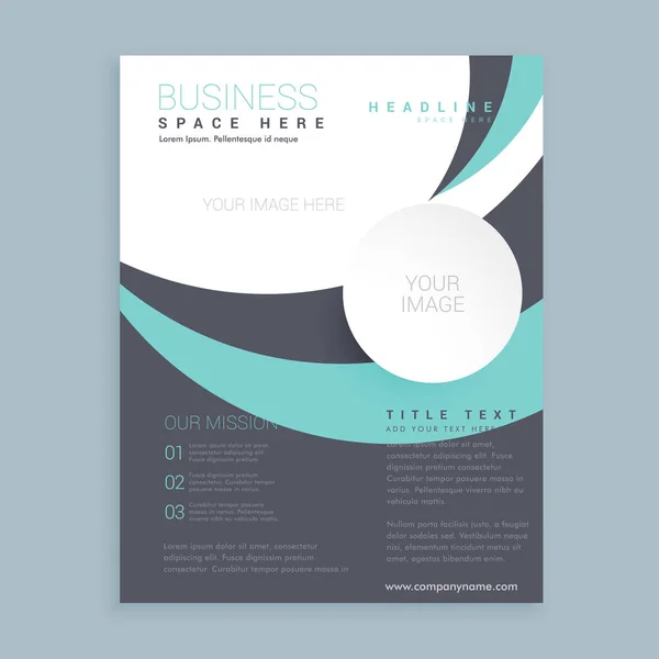 Elegante modello di design ondulato grigio e blu business flyer — Vettoriale Stock