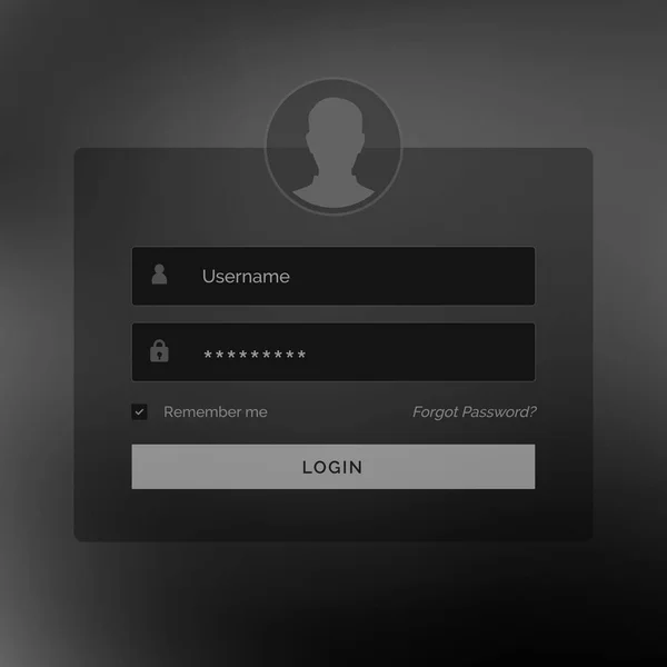 Diseño de formulario de inicio de sesión negro oscuro con ui creativo — Vector de stock