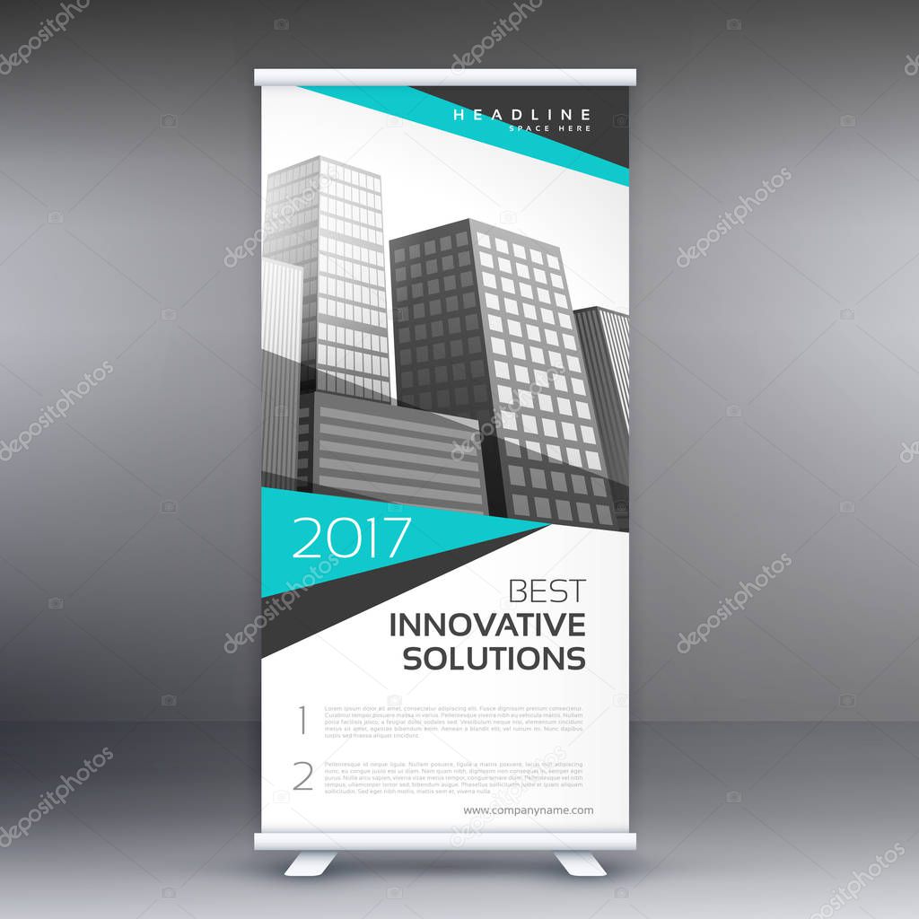 modern business roll up standee banner concept design with blue 