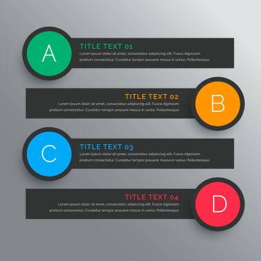 beş adım ile karanlık dairesel seçenekleri infograph