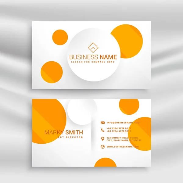 White business card with yellow circles — Stock Vector
