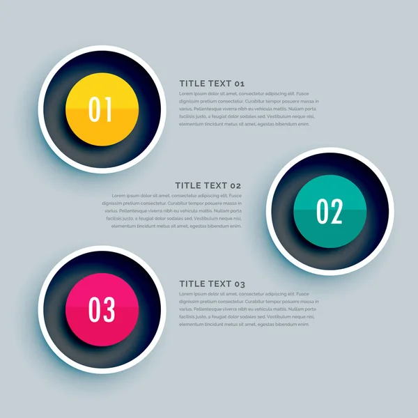 Kreis-Infografik-Design mit drei Schritten — Stockvektor