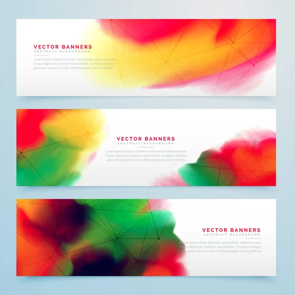 Stylish colorful watercolor banners set design — Stock Vector