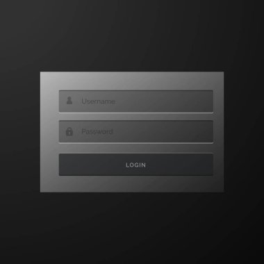 koyu siyah giriş formu kullanıcı arayüzü şablonu tasarımı