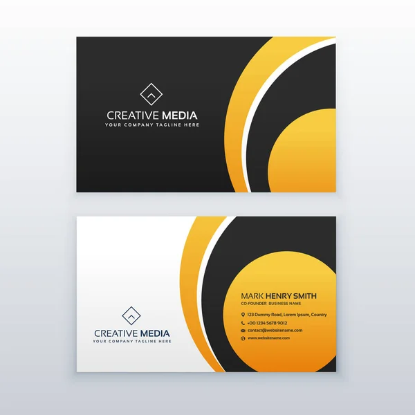 Plantilla de diseño de tarjeta de visita profesional amarillo y negro — Vector de stock