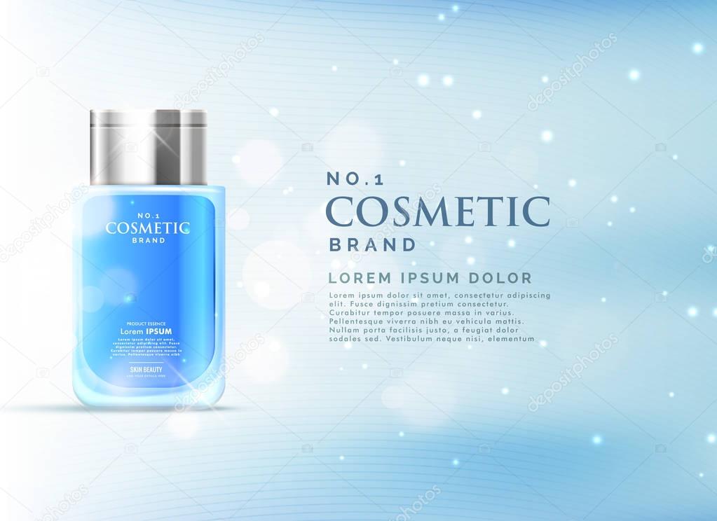 cosmetic product ads display concept template with beautiful blu