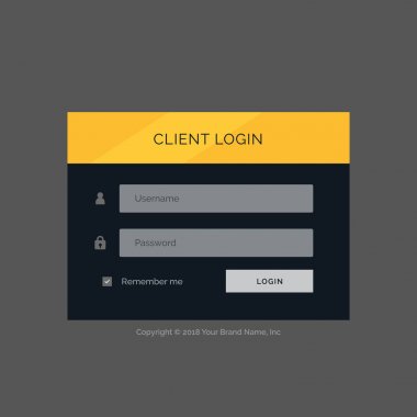 düz modern giriş formu UI tasarım şablonu