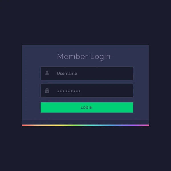 Dark Member Login Formular Vektor Design Template — Stockvektor