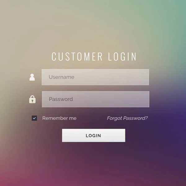 Tolles Kunden-Login-Formular-Design auf unscharfem Hintergrund — Stockvektor