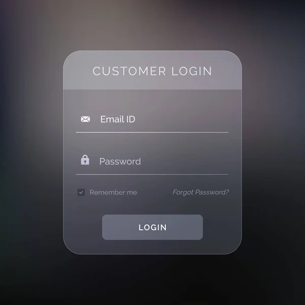 Creative dark login form design template — Stock Vector