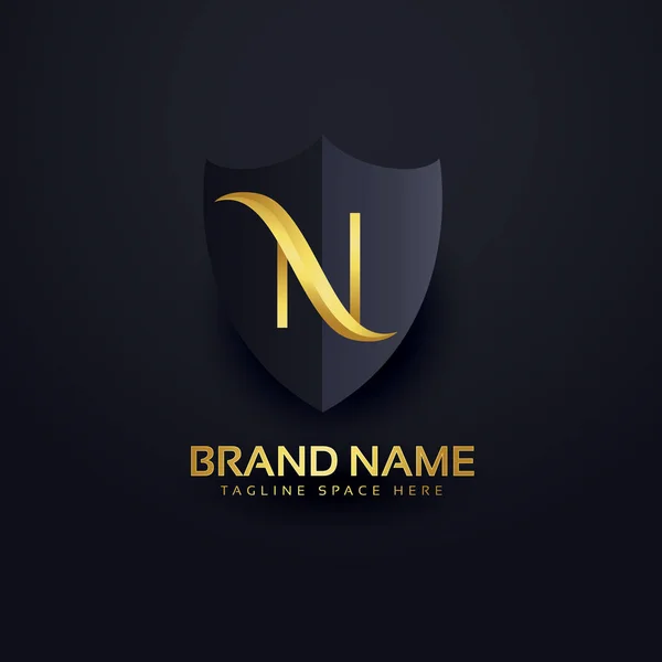 Letter n Logo im Premium-Stil mit Schild — Stockvektor