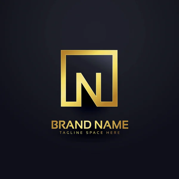Logo-Design für Buchstabe n in Gold — Stockvektor
