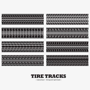 collection of eight tire tracks marks clipart
