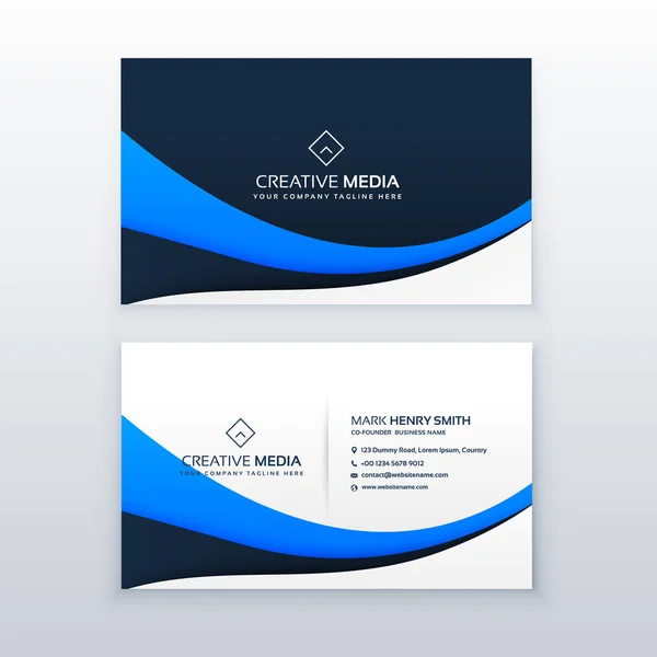 Elegante diseño de tarjeta de visita de onda azul — Vector de stock