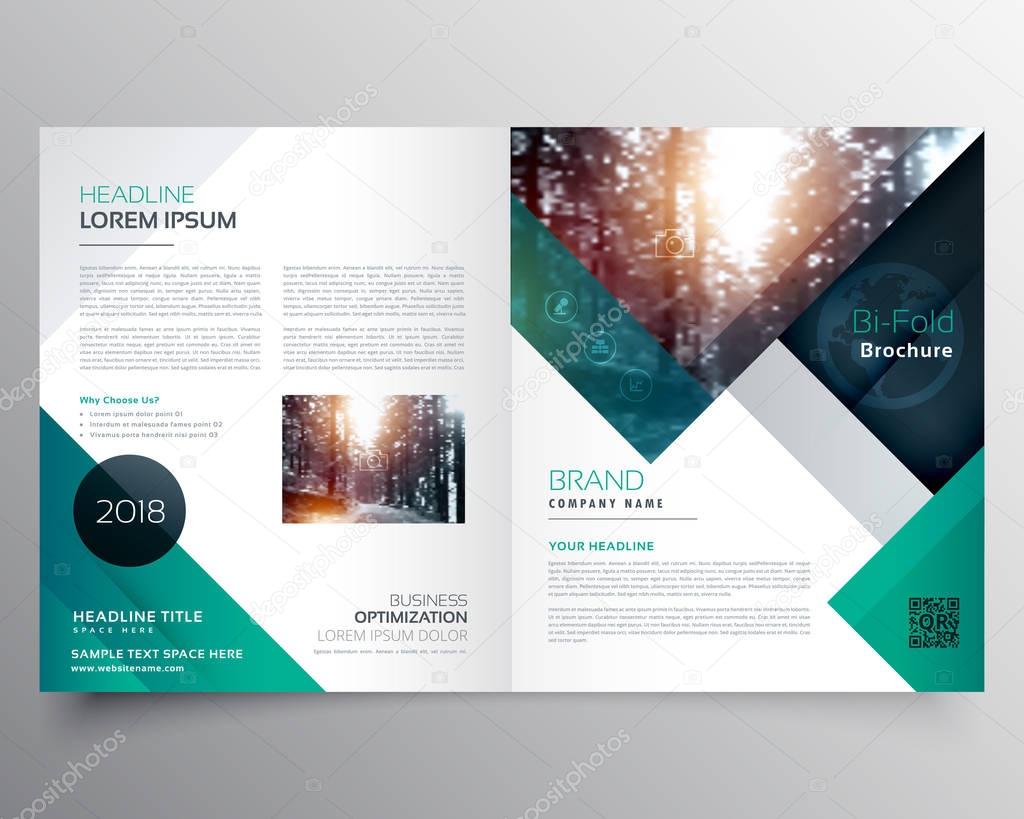 business bifold brochure or magazine cover design vector templat