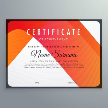 başarı şablon tasarım modern turuncu sertifika