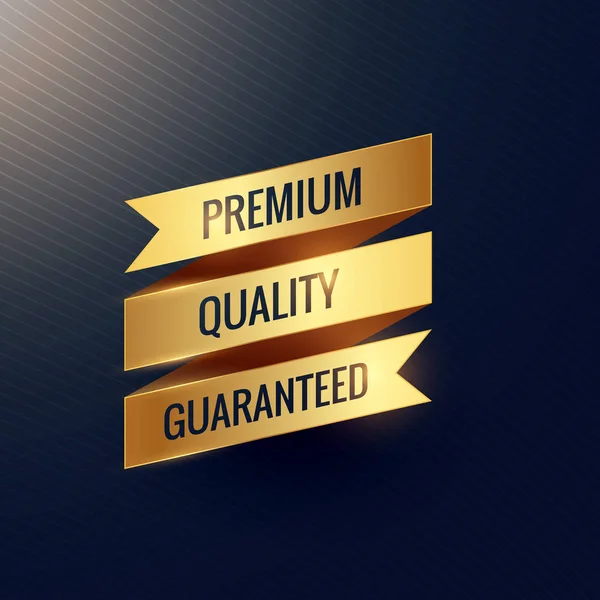 Premium quality guaranteed golden ribbon design — Stock Vector