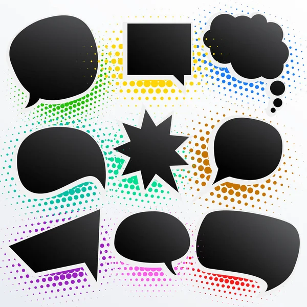 Collection of black comic empty chat bubble — Stock Vector