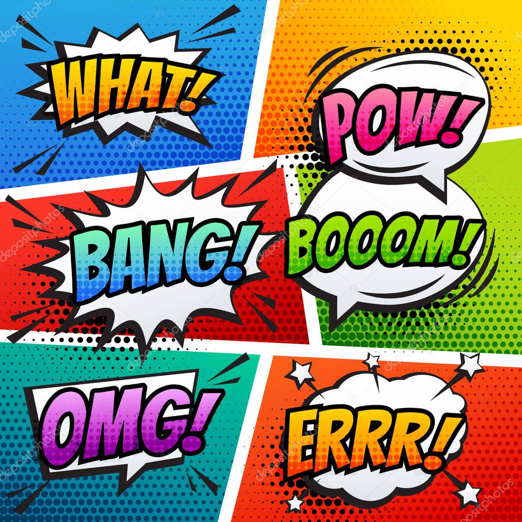 comic sound effect speech bubble pop art in vector cartoon style