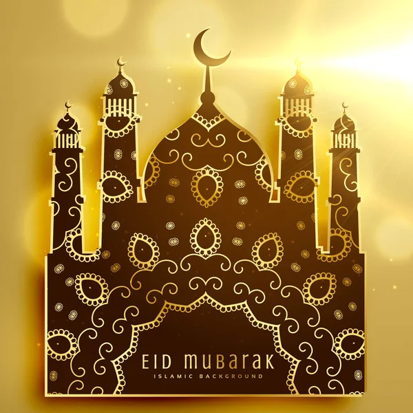 beautiful mosque design with golden decoration for eid mubarak