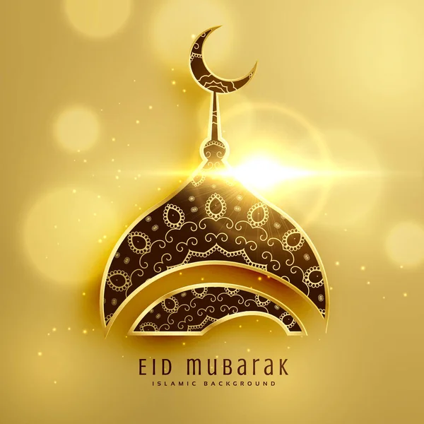 Desain masjid yang indah untuk festival eid islamik dengan dec emas - Stok Vektor