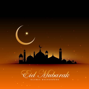 Harika eid mubarak arka plan Camii ve ay ile