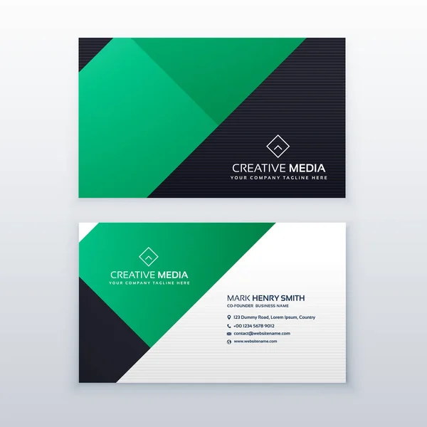Plantilla de diseño de tarjeta de visita geométrica verde mínima — Vector de stock