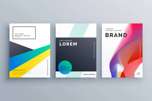 Kreatives Business Branding Design mit drei Broschüren in minima — Stockvektor