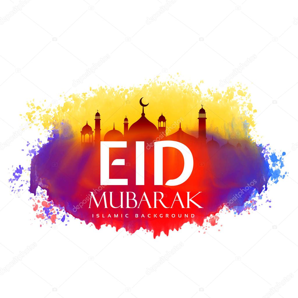 eid mubarak creative design with watercolor effect