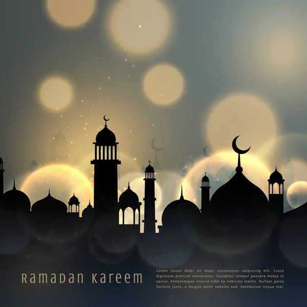 Ramadan kareem islamischer saisonaler Gruß mit Bokeh-Effekt — Stockvektor